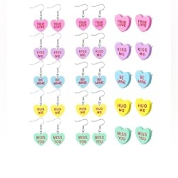 15 Pairs Valentine's Day Heart Candy Charms Earrings - Picture 1 of 5